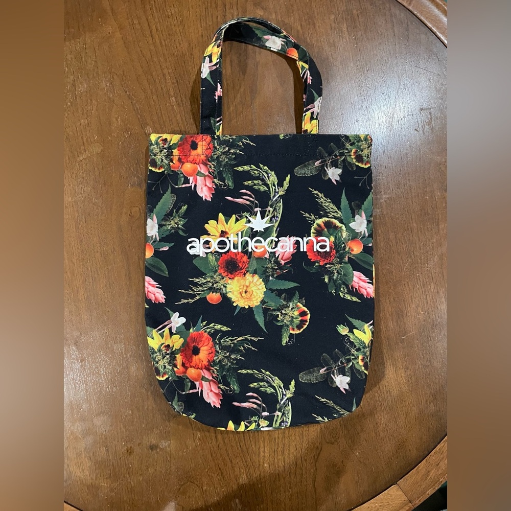 Black Apothecanna Floral Tote Bag